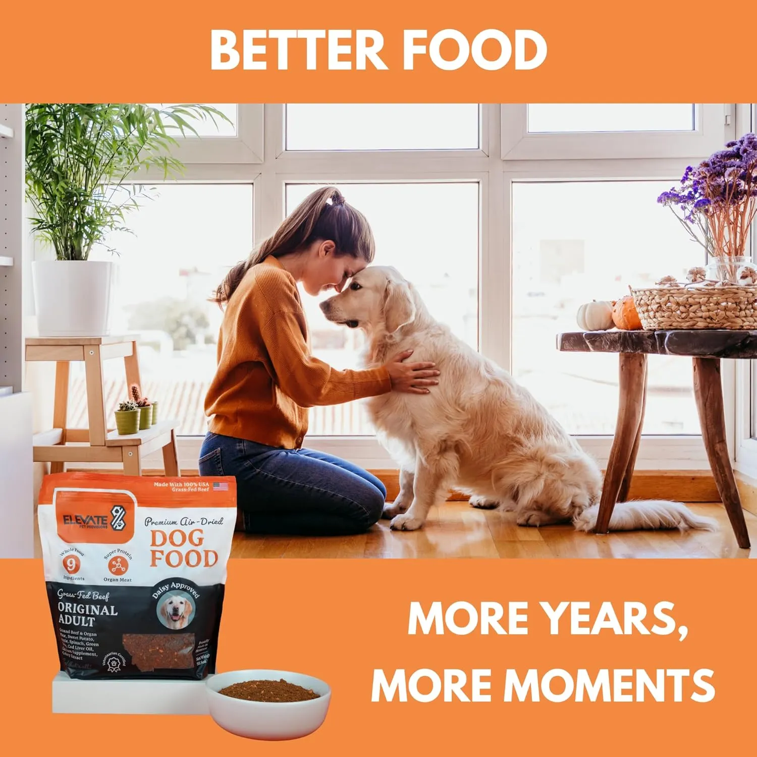 100% Human Grade Air Dried Dog Food - All Natural - USA Grass Fed Beef - Limited Ingredient - Grain Free - Dehydrated - Complete Meal or Topper Beef Flavor - 14.6 lb