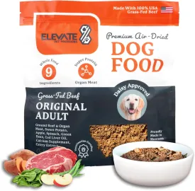 100% Human Grade Air Dried Dog Food - All Natural - USA Grass Fed Beef - Limited Ingredient - Grain Free - Dehydrated - Complete Meal or Topper Beef Flavor - 3.65 lb