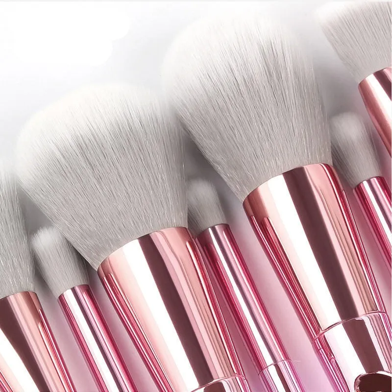 10pcs Premium Synthetic Hair Makeup Brushes Set with Case Bag