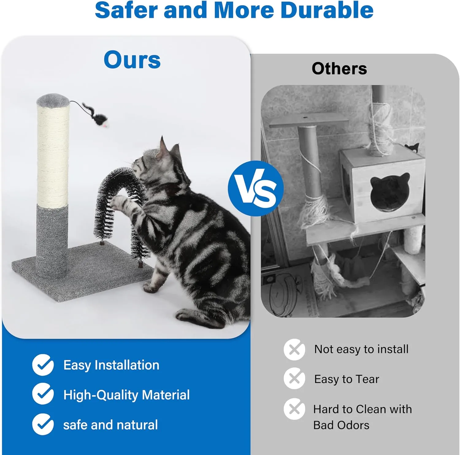 18 Inch Cat Scratching Post Pad with Self Groomer & Dangling Ball, Indoor Scratcher for Kittens & Cats, Protect Furniture