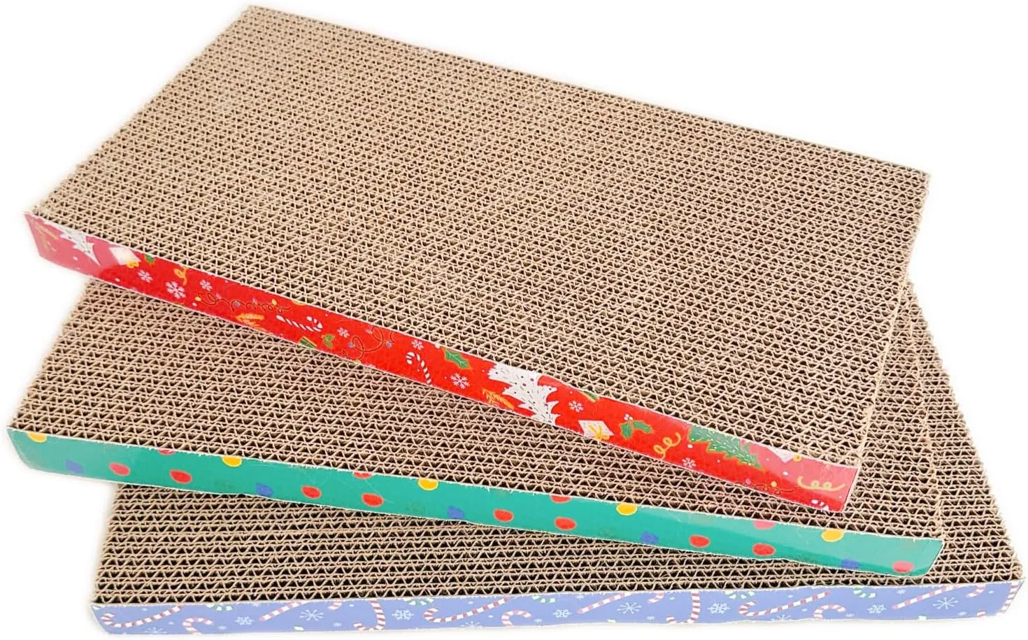 3-Pack Cat Scratcher Board - Corrugated Cardboard with Catnip, Double-Sided Scratching Pad for Indoor Cats (18.5" Large)
