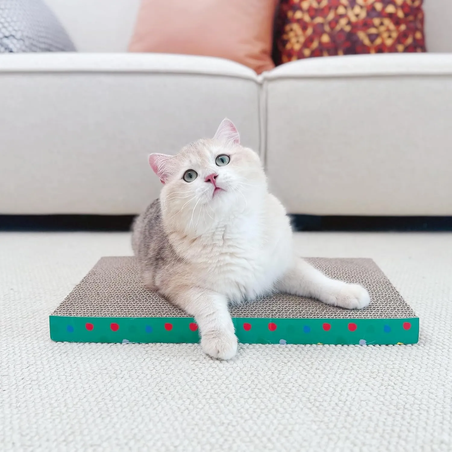 3-Pack Cat Scratcher Board - Corrugated Cardboard with Catnip, Double-Sided Scratching Pad for Indoor Cats (18.5" Large)