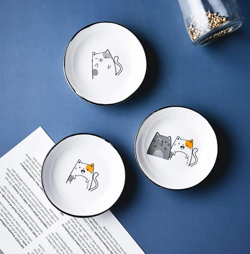 4pcs Ceramics Cat Dinner Relish Dishes Seasoning Dishes Dipping Appetizer Plates