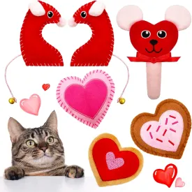 6 Pack Valentine's Day Cat Toys, Catnip Toys with Bells, Heart Shape Valentines Day Gifts for Indoor Cats & Kitten & Kitty