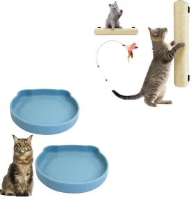 7" Suction Cup Cat Dish with Wall Mounted Scratching Post for Cats 16 Inches Sisal Rope Cat Wall Scratcher Posts