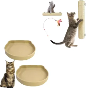 7" Suction Cup Cat Dish with Wall Mounted Scratching Post for Cats 16 Inches Sisal Rope Cat Wall Scratcher Posts