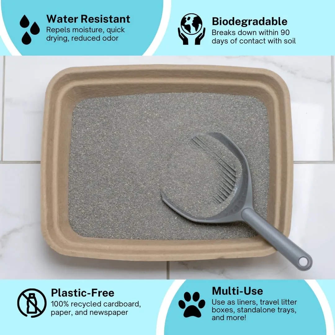 8-Pack Disposable Litter Boxes for Cats | Size Large | Durable and Water Resistant