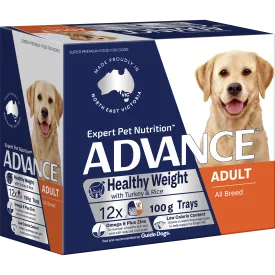 Advance Turkey And Rice Healthy Weight All Breed Adult Wet Dog Food Trays 100g x 12
