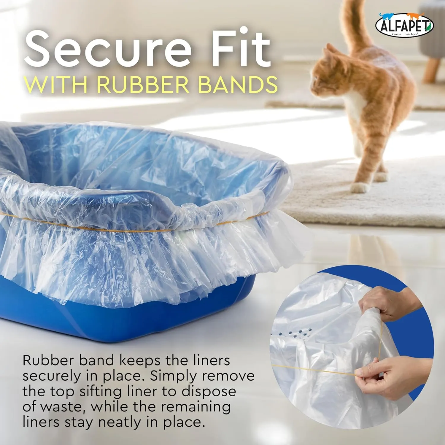 Alfapet Original Sifting Cat Litter Box Liners - Extra Giant 30 Count - Tear-Resistant Cat Litter Bags - Waterproof Kitty Litter Liners - Fits Almost All Litterbox Pan Sizes, 40" x 38", 30 lb Capacity