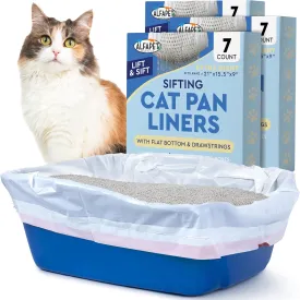 Alfapet Self Sifting Cat Litter Box Liners, Set of 21, Flat Base, XL Design, With Inbuilt Drawstrings, Fits Large Trays, Reinforced, 36 in x 18 in