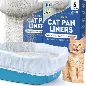 Alfapet Sifting Cat Litter Box Liners - Jumbo 10 Count, Tear-Resistant Cat Litter Bags, Waterproof Kitty Litter Liners, Fits Litterbox Pan Sizes X-Large, X-Giant, 37" x 18" 30 lb Capacity