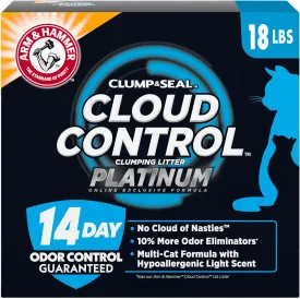 Arm & Hammer Cloud Control Platinum Multi-Cat Clumping Cat Litter with Hypoallergenic Light Scent, 14 Days of Odor Control 18lb