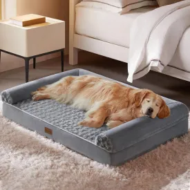 BFPETHOME Orthopedic Dog Bed Extra Large Big Pet Couch Sofa Bed with Removable Washable Waterproof Cover for Medium Large Jumbo Dogs Sleeping, Gray