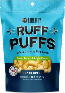 BIXBI Liberty Ruff Puffs, Sweet Potato And Apple 4 oz - Crunchy Small Training Treats for Dogs - Wheat Free and Low Calorie Dog Treats, Flavorful Healthy and All Natural Dog Treats