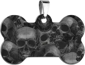 Black and White Skulls. Dog Tags for Pets Personalized Cute Dog Name ID Tags Stainless Steel Dog Collar Tag