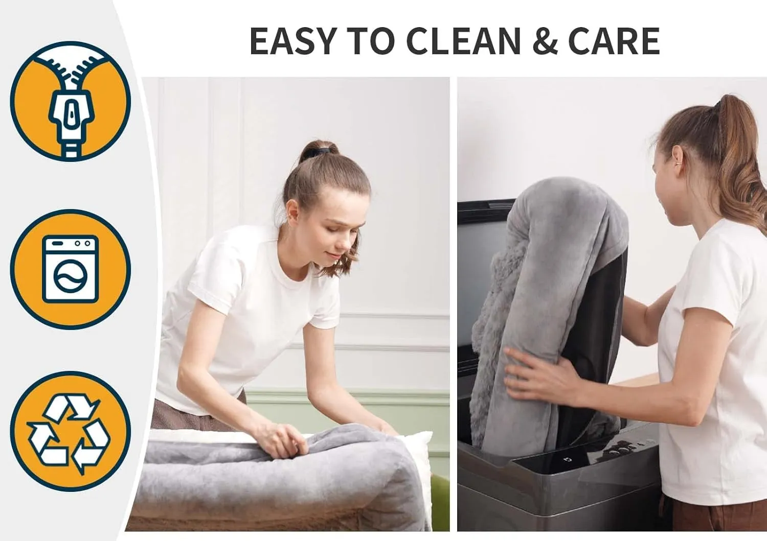Bolster Dog Bed for Extra Large Dogs, Memory Foam Orthopedic L-Shape Dog beds with Removable Washable Cover, Cozy Plush Pet Bed with Waterproof Lining and Nonskid Bottom