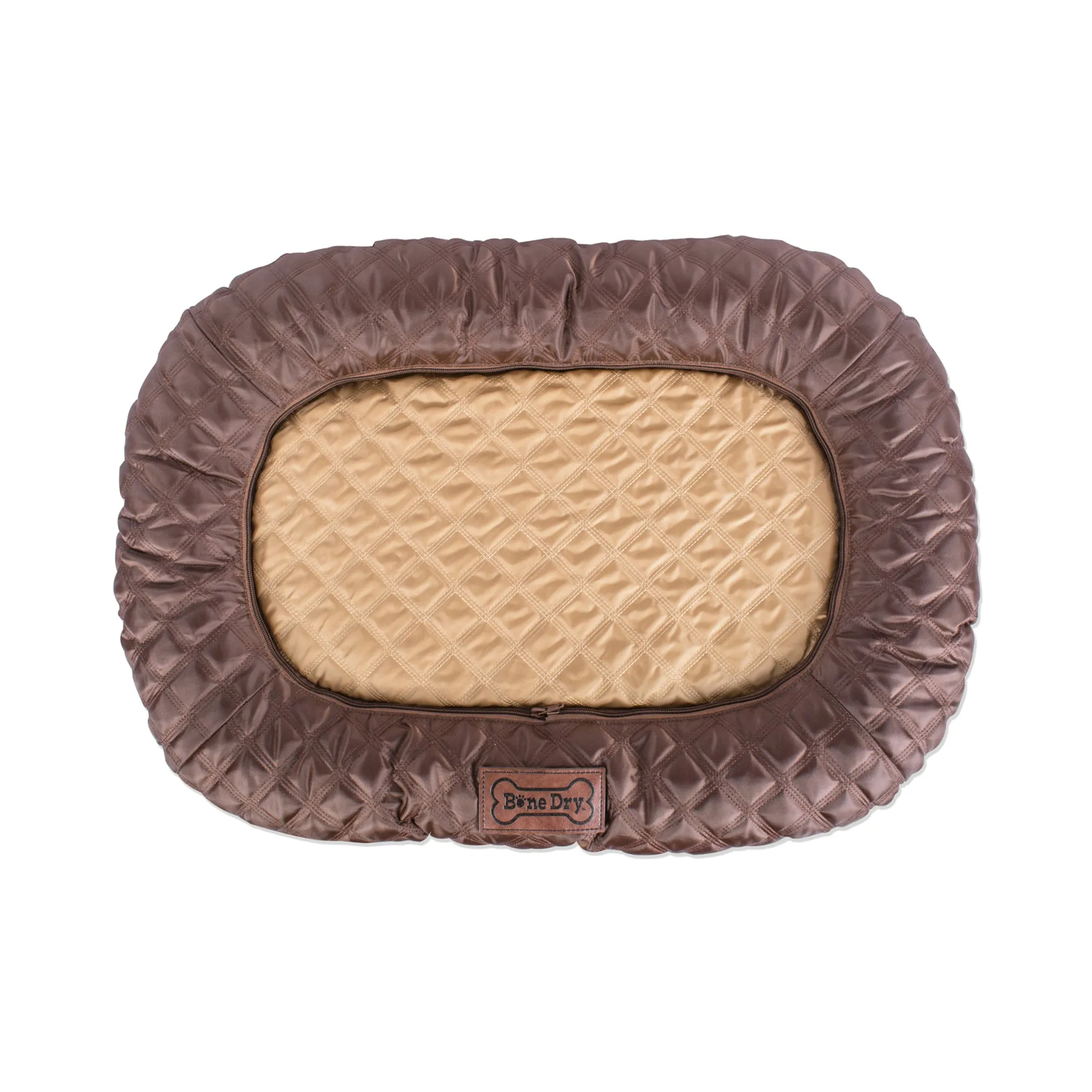 Bone Dry Pet Bed/Mat, Quilted Border Cushion, Brown, Medium - 20x28"