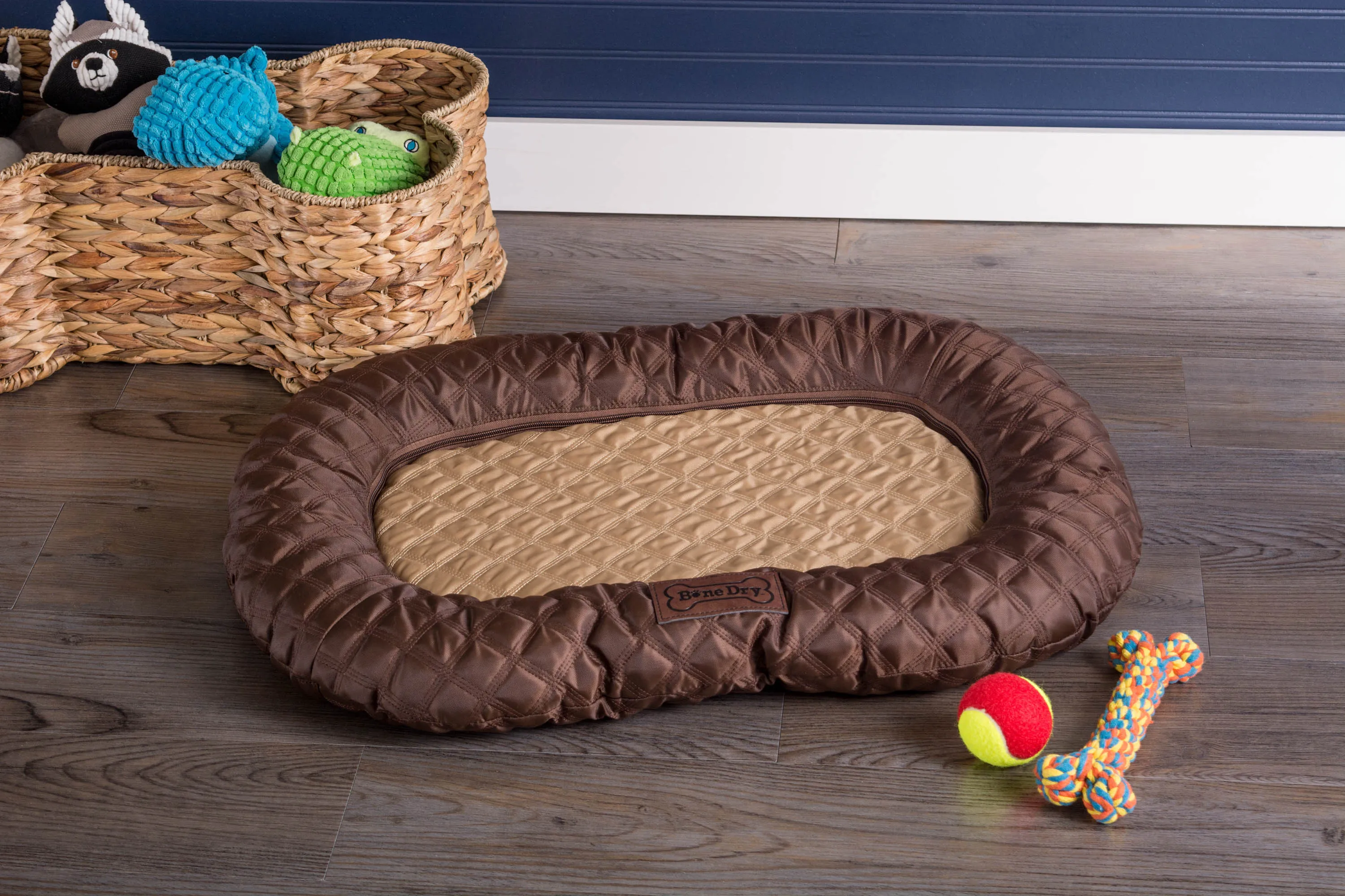 Bone Dry Pet Bed/Mat, Quilted Border Cushion, Brown, Medium - 20x28"