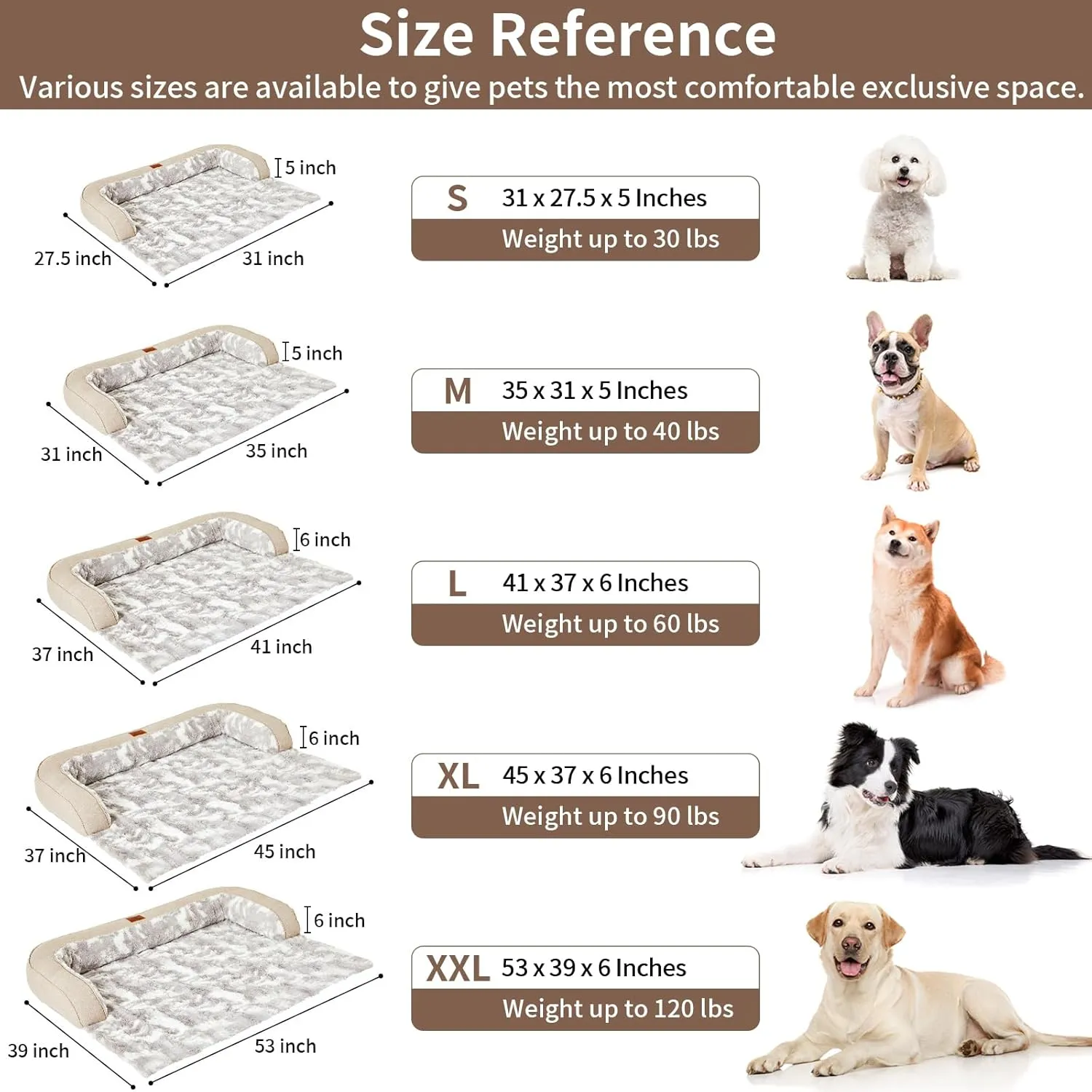 Calming Dog Couch Bed Mat, 35x31 Inch Waterproof Fluffy Sofa Cover, Furniture Protector with Handle, Removable and Washable Pet Bed for Small Medium Dogs and Cats (Beige)