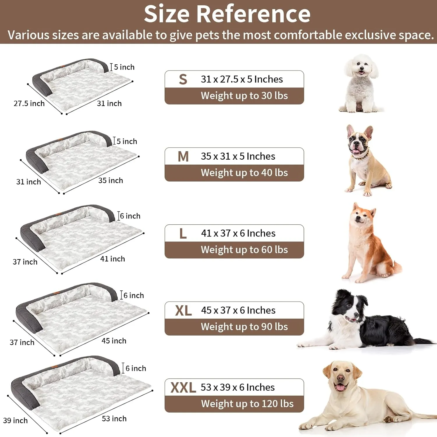 Calming Dog Couch Bed Mat, 41x37 Inch Waterproof Fluffy Sofa Cover, Furniture Protector with Handle, Removable and Washable Pet Bed for Medium Large Dogs and Cats (Grey)