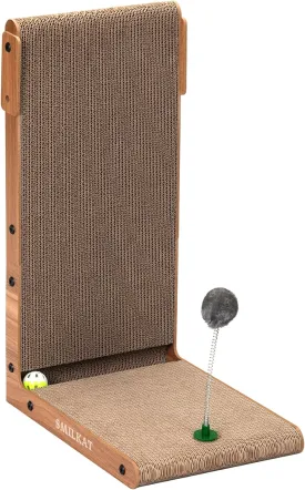 Cat Scratching Board for Small to Large Cats Indoor, L Shape Cat Scratcher, Cats Scratching Pad with Bell and Ball Built-in