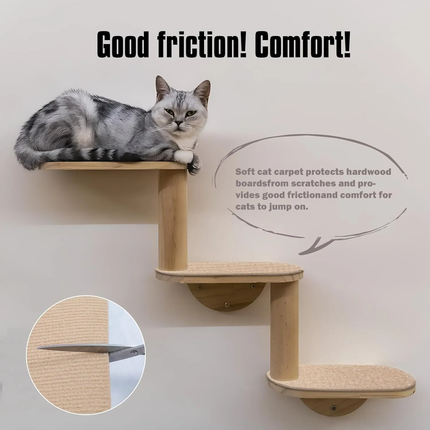 Cat Scratching Mat,Cat Scratch Furniture Protector, Trimmable Self-Adhesive Couch Protector,Carpet Replacement for Tree Shelves, Sofa and Scratching Post(40"x15.8",Khaki)