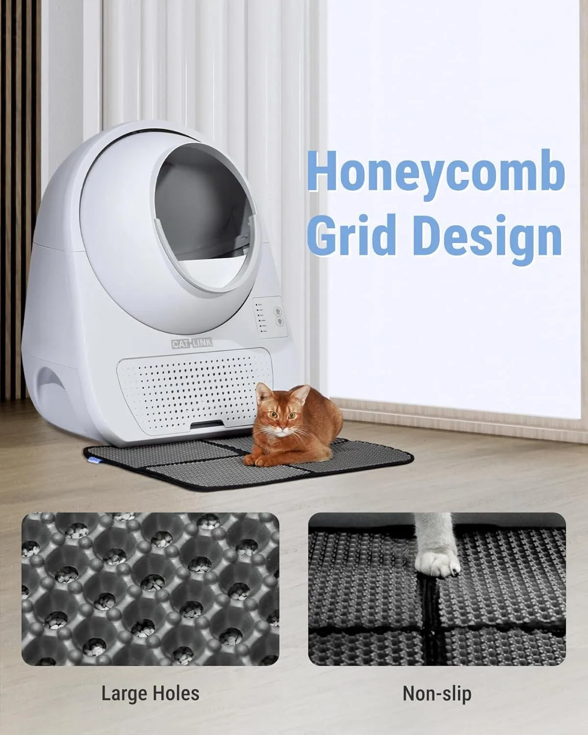 CATLINK 2025 Upgrade Automatic Cat Litter Box Self Cleaning for Multiple Cats with Mat, Double Odor Removal, Cat Litter Box for Cats from 3.522 lbs