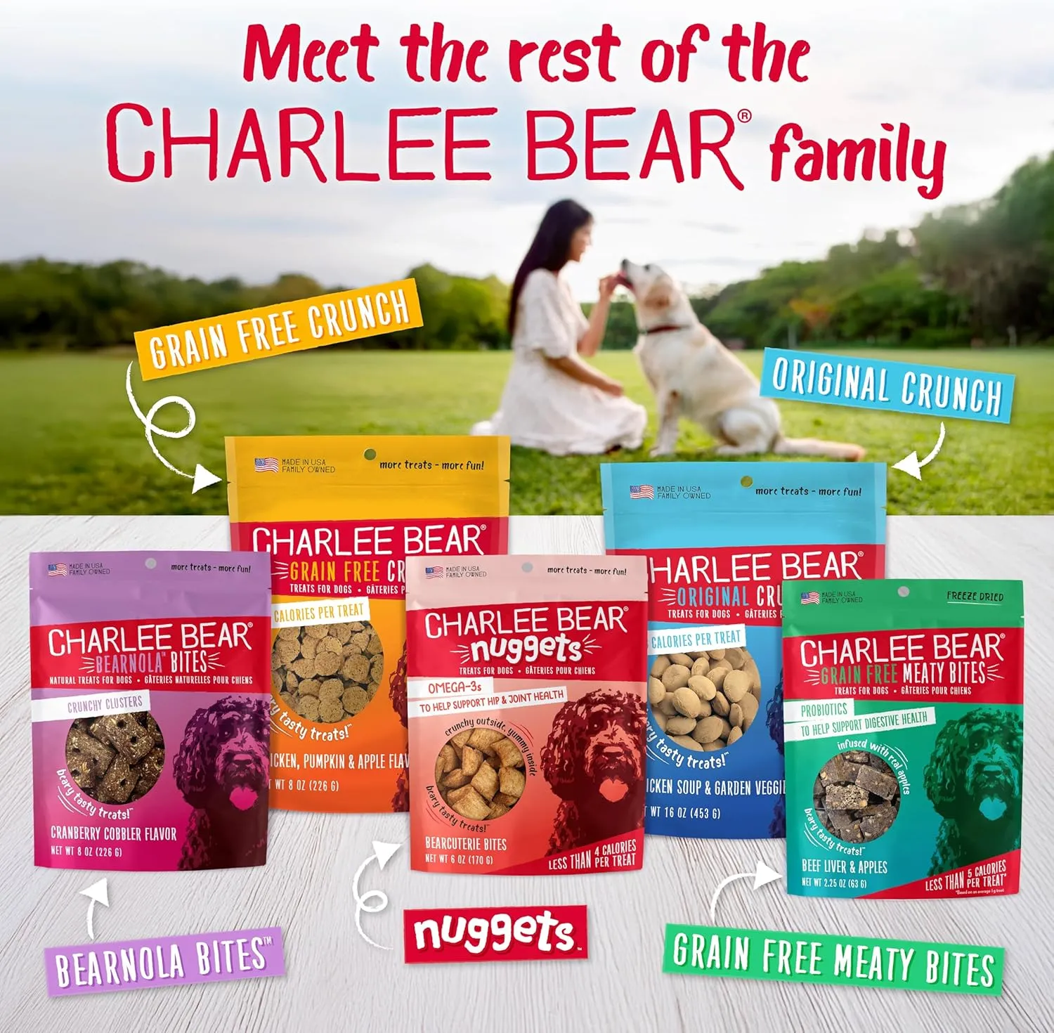Charlee Bear Original Crunch Dog Treats, Chicken Liver, 6 Ounce Resealable Bag, Low Calorie Training Treats For Dogs, Limited Ingredient, Healthy, Crunchy Dog Snacks, Made in USA