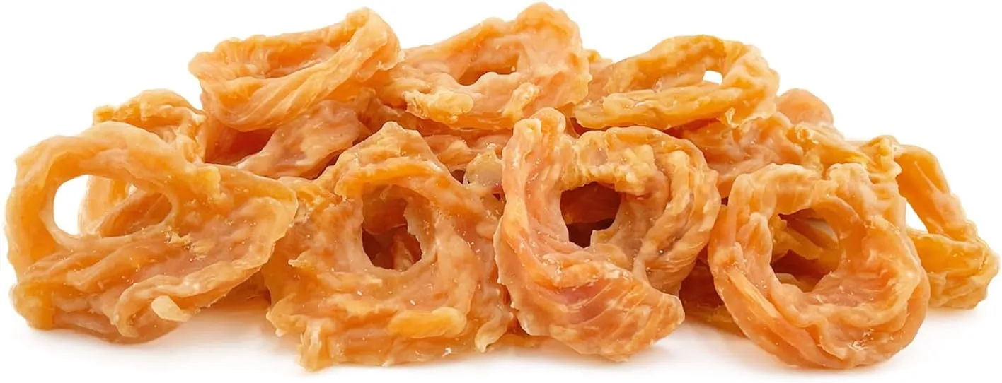 Chicken Rings Dog Treats, Real Chicken Jerky Rawhide-Free Soft Chews, Natural High Protein Limited Ingredient Training Snacks for Small Medium Large Dogs, 10.6oz