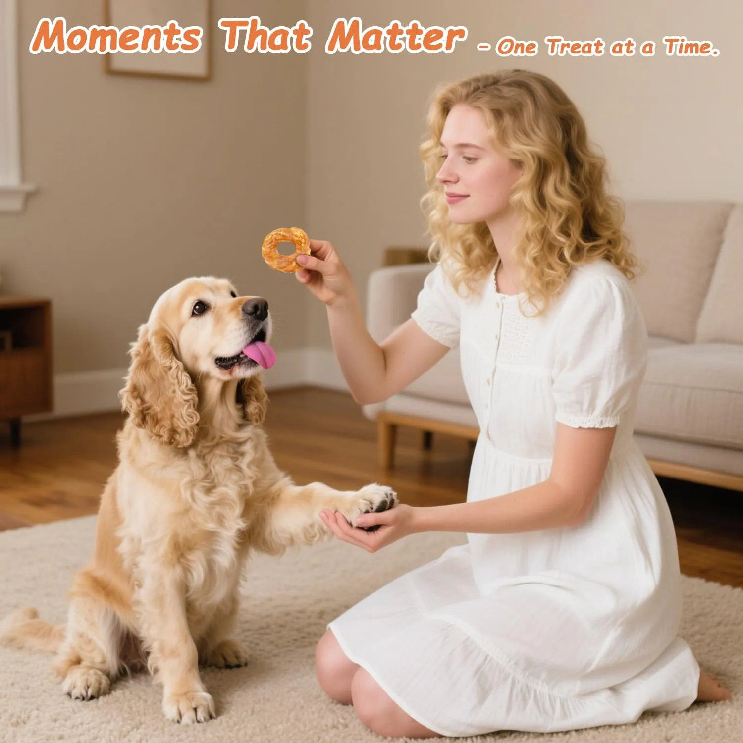 Chicken Rings Dog Treats, Real Chicken Jerky Rawhide-Free Soft Chews, Natural High Protein Limited Ingredient Training Snacks for Small Medium Large Dogs, 10.6oz