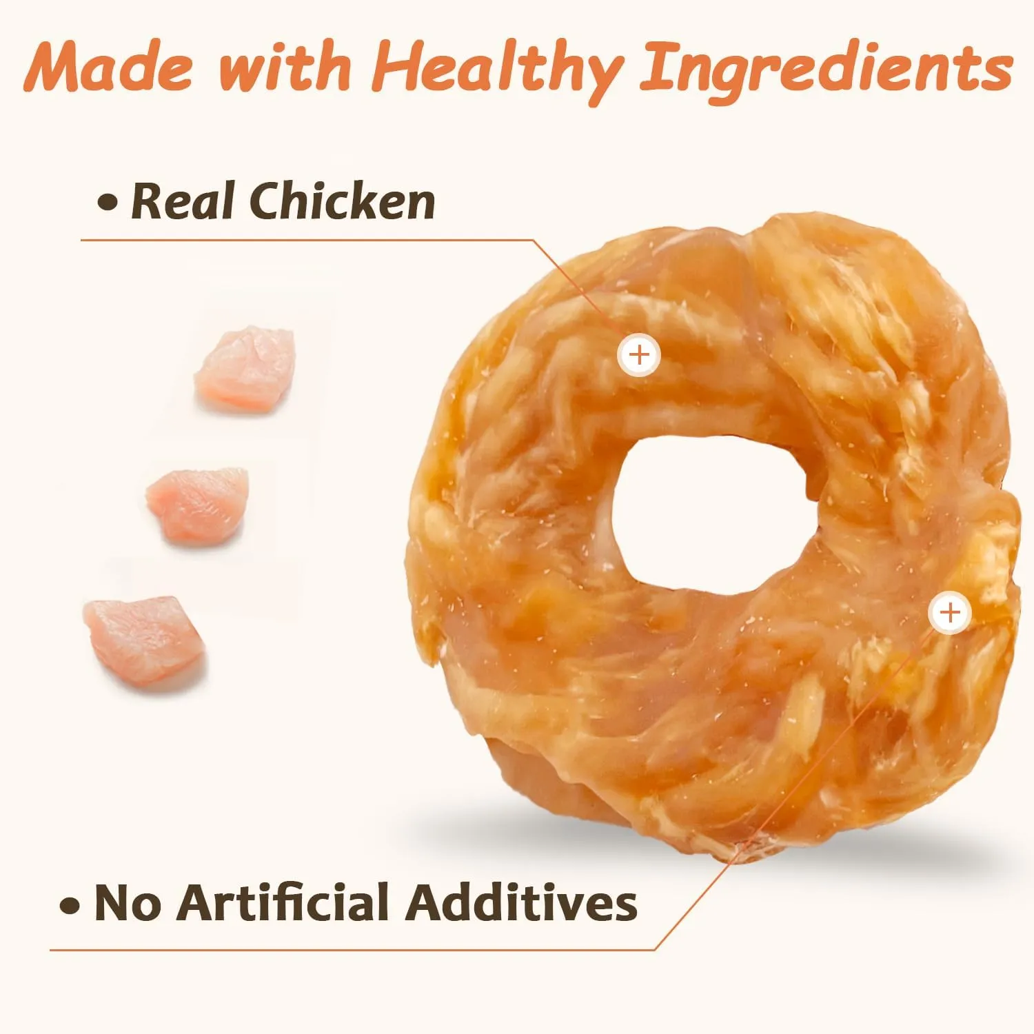 Chicken Rings Dog Treats, Real Chicken Jerky Rawhide-Free Soft Chews, Natural High Protein Limited Ingredient Training Snacks for Small Medium Large Dogs, 10.6oz