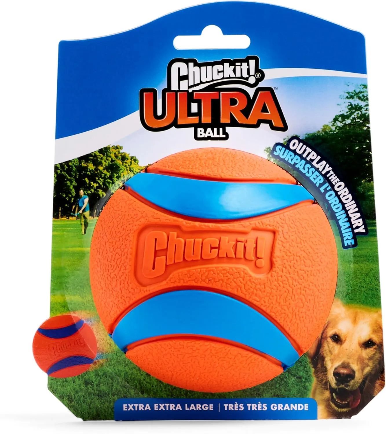Chuckit! Ultra Ball Dog Toy - Size XXL - For Dogs 100  lbs - Made from Durable Rubber - Super Bouncy - Floats in Water - 4-inch Diameter - Pack of 1