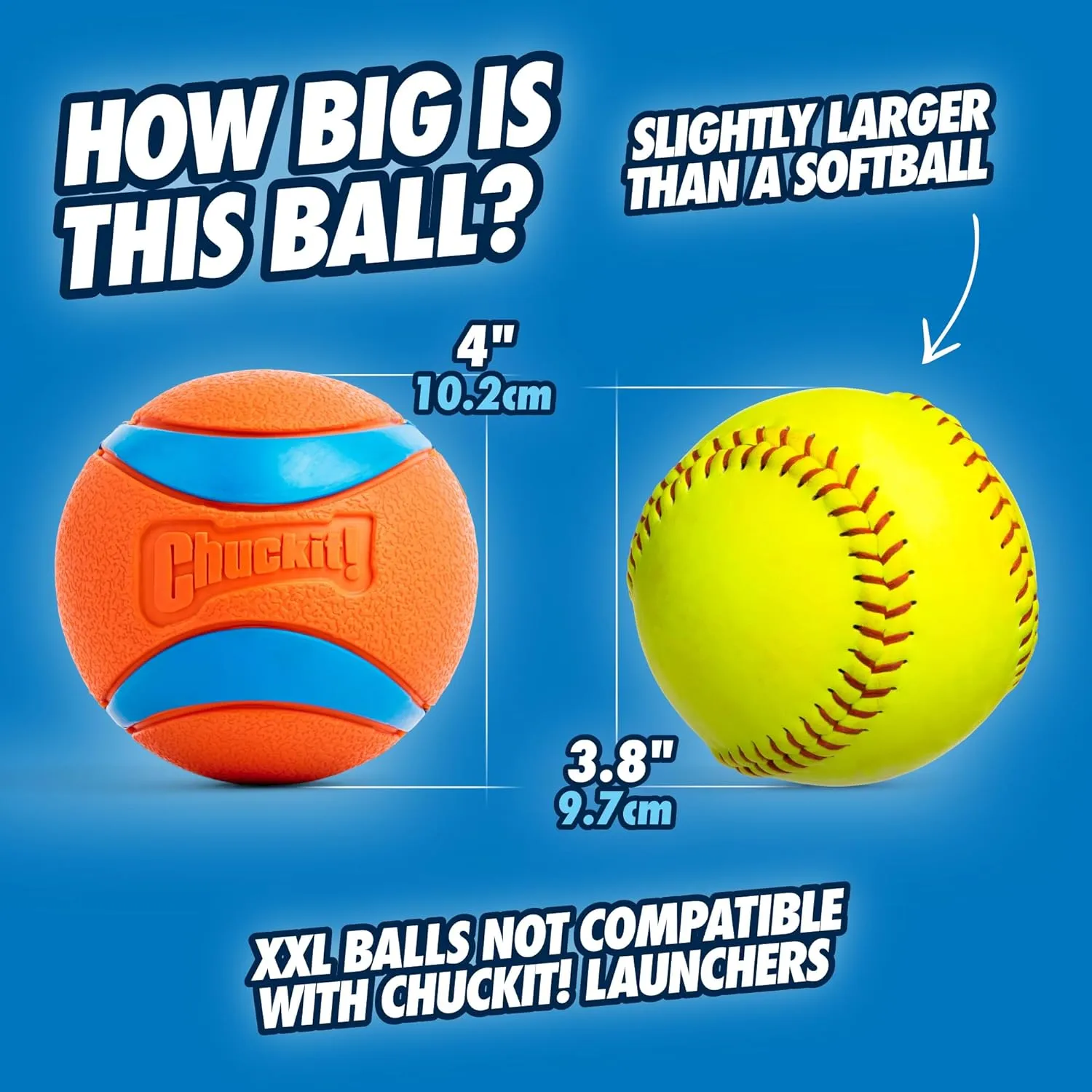 Chuckit! Ultra Ball Dog Toy - Size XXL - For Dogs 100  lbs - Made from Durable Rubber - Super Bouncy - Floats in Water - 4-inch Diameter - Pack of 1