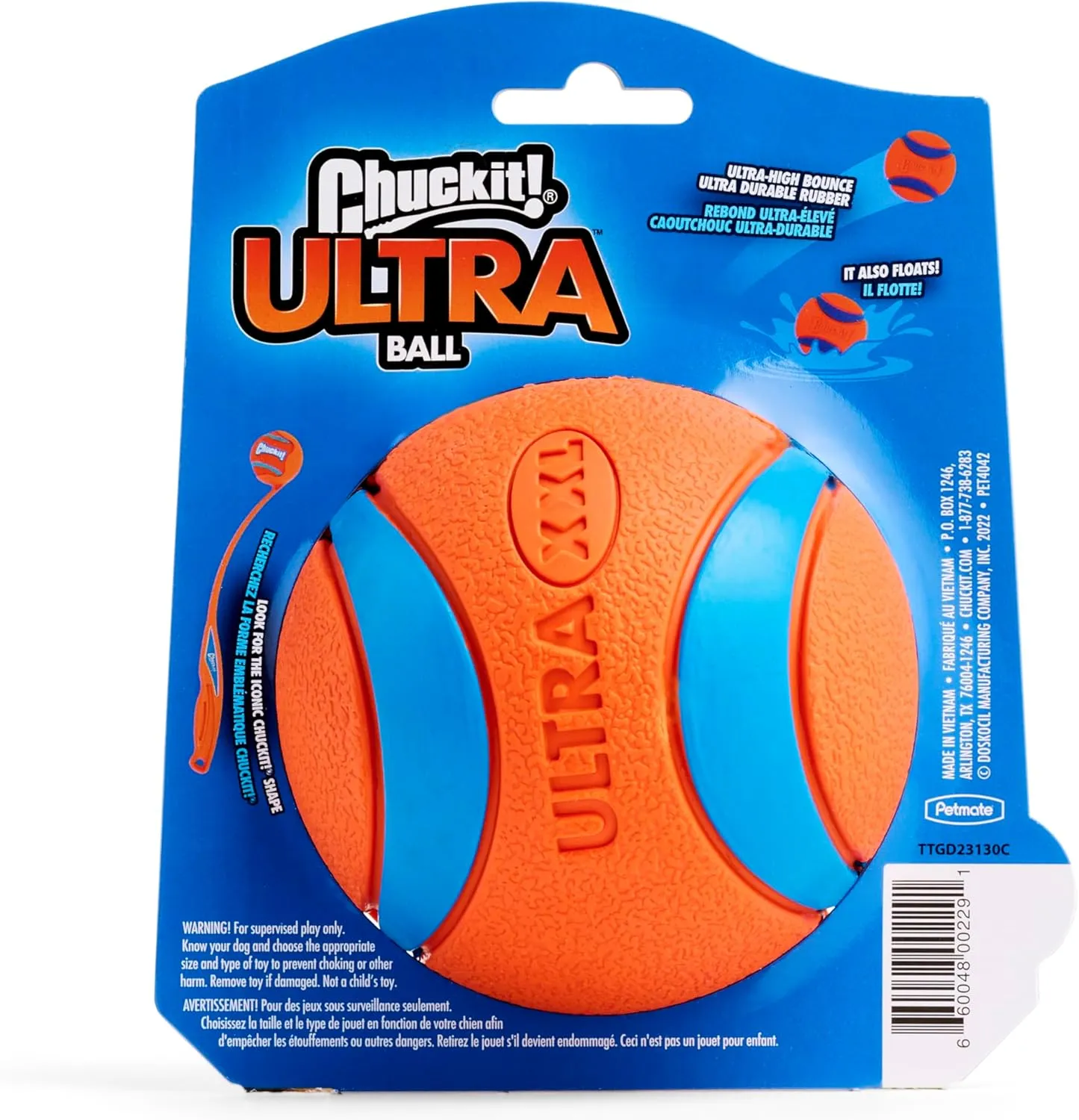 Chuckit! Ultra Ball Dog Toy - Size XXL - For Dogs 100  lbs - Made from Durable Rubber - Super Bouncy - Floats in Water - 4-inch Diameter - Pack of 1