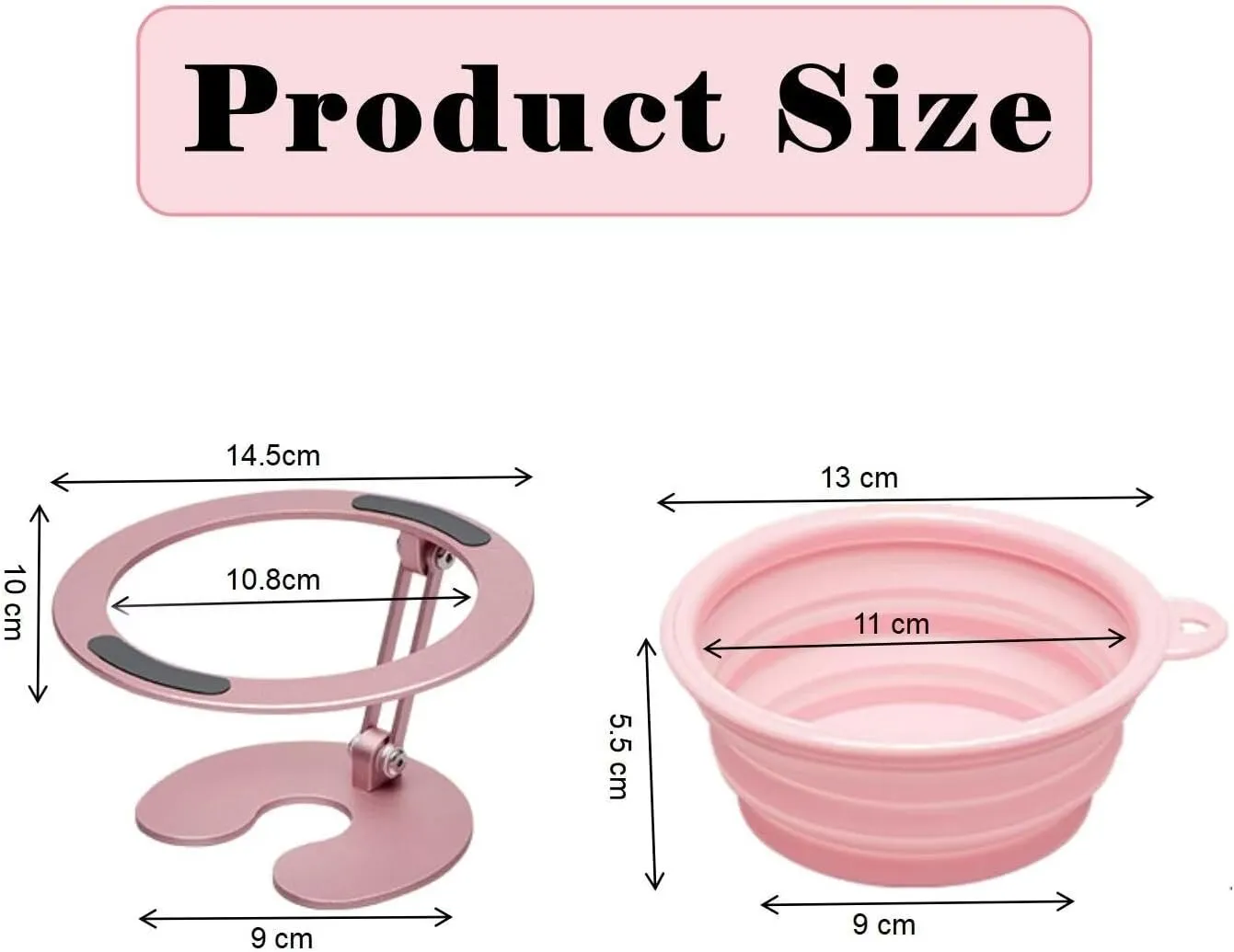 Collapsible Elevated Cat Dog Food Bowl, Portable Raised Pet Food Water Dish, Adjustable Tilted Food Feeder for Indoor Outdoor Cats Dogs, Whisker Friendly Cat Feeding Watering Dish for Travelling