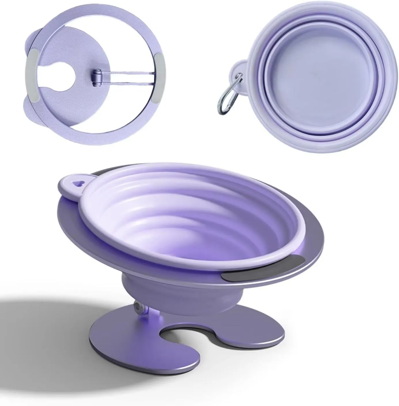 Collapsible Elevated Cat Dog Food Bowl, Portable Raised Pet Food Water Dish, Adjustable Tilted Food Feeder for Indoor Outdoor Cats Dogs, Whisker Friendly Cat Feeding Watering Dish for Travelling