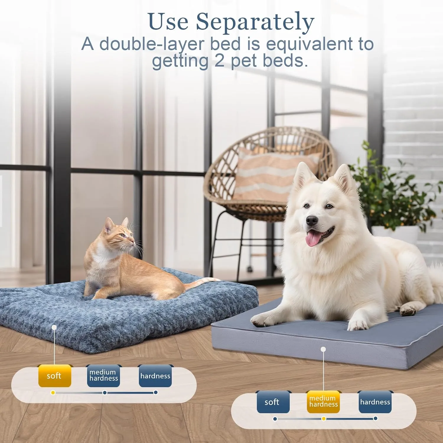 COMAX Dog Beds for Large Sized Dogs Orthopedic, Waterproof 3-in-1 Extra Large Dog Bed with Removable Washable Cover and Anti-Slip Bottom, Egg Crate Foam Pet Mat