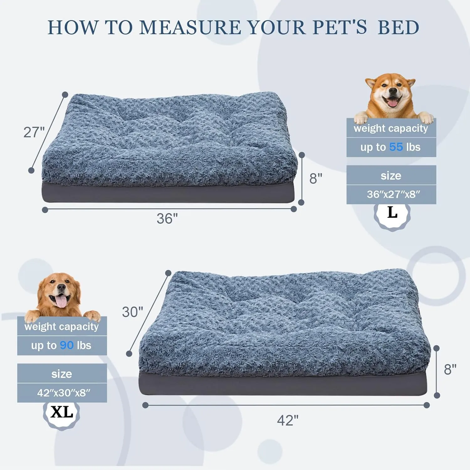 COMAX Dog Beds for Large Sized Dogs Orthopedic, Waterproof 3-in-1 Extra Large Dog Bed with Removable Washable Cover and Anti-Slip Bottom, Egg Crate Foam Pet Mat