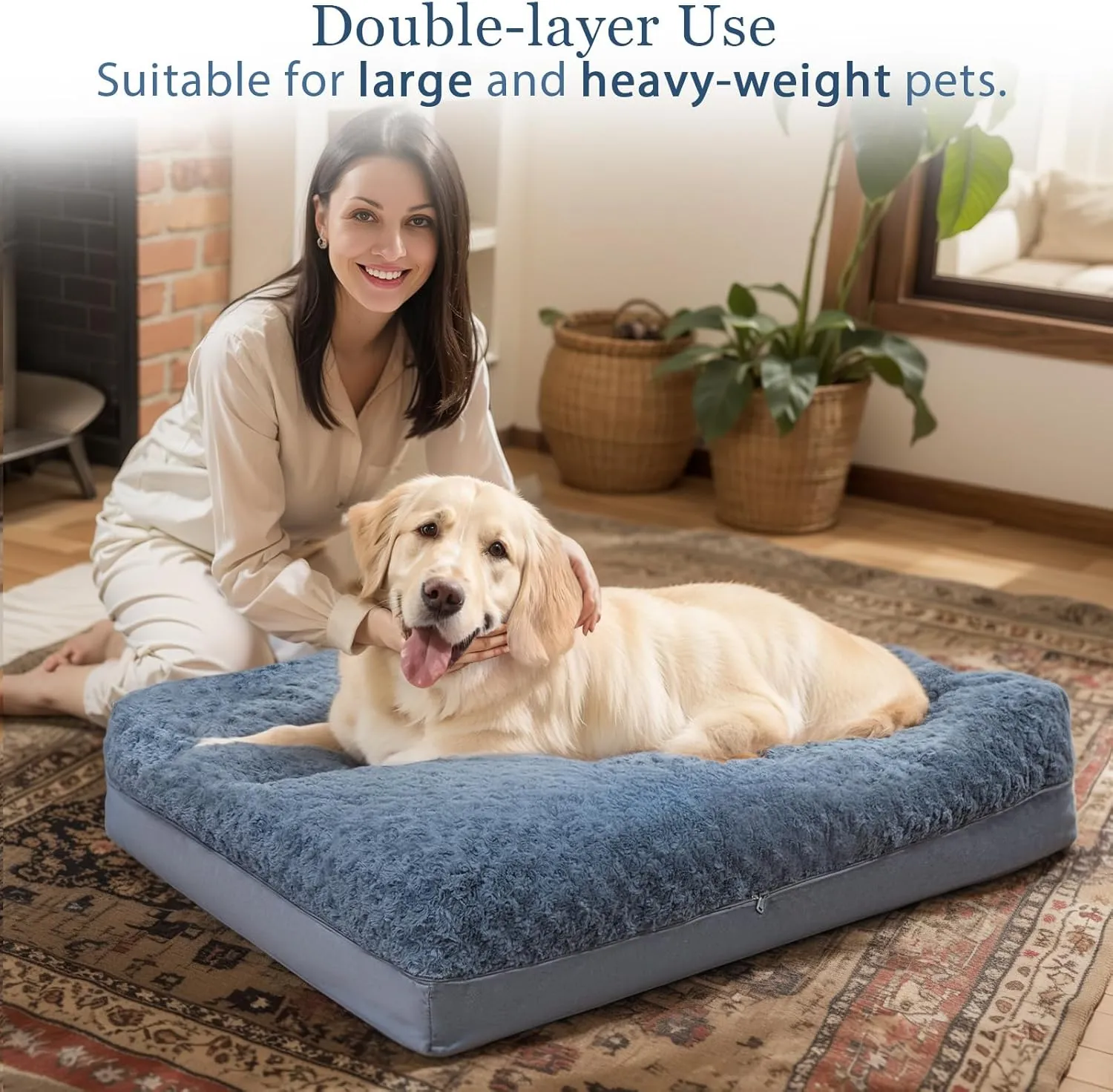 COMAX Dog Beds for Large Sized Dogs Orthopedic, Waterproof 3-in-1 Extra Large Dog Bed with Removable Washable Cover and Anti-Slip Bottom, Egg Crate Foam Pet Mat