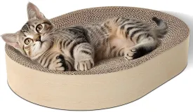 ComSaf Cat Scratching Board - Cat Scratcher for Indoor Cats, Cardboard Cat Scratch Pad Oval Cat Scratcher Bed for Kitten, Durable Cat Scratcher Bowl Circle, Furniture Protector from Cat Claws