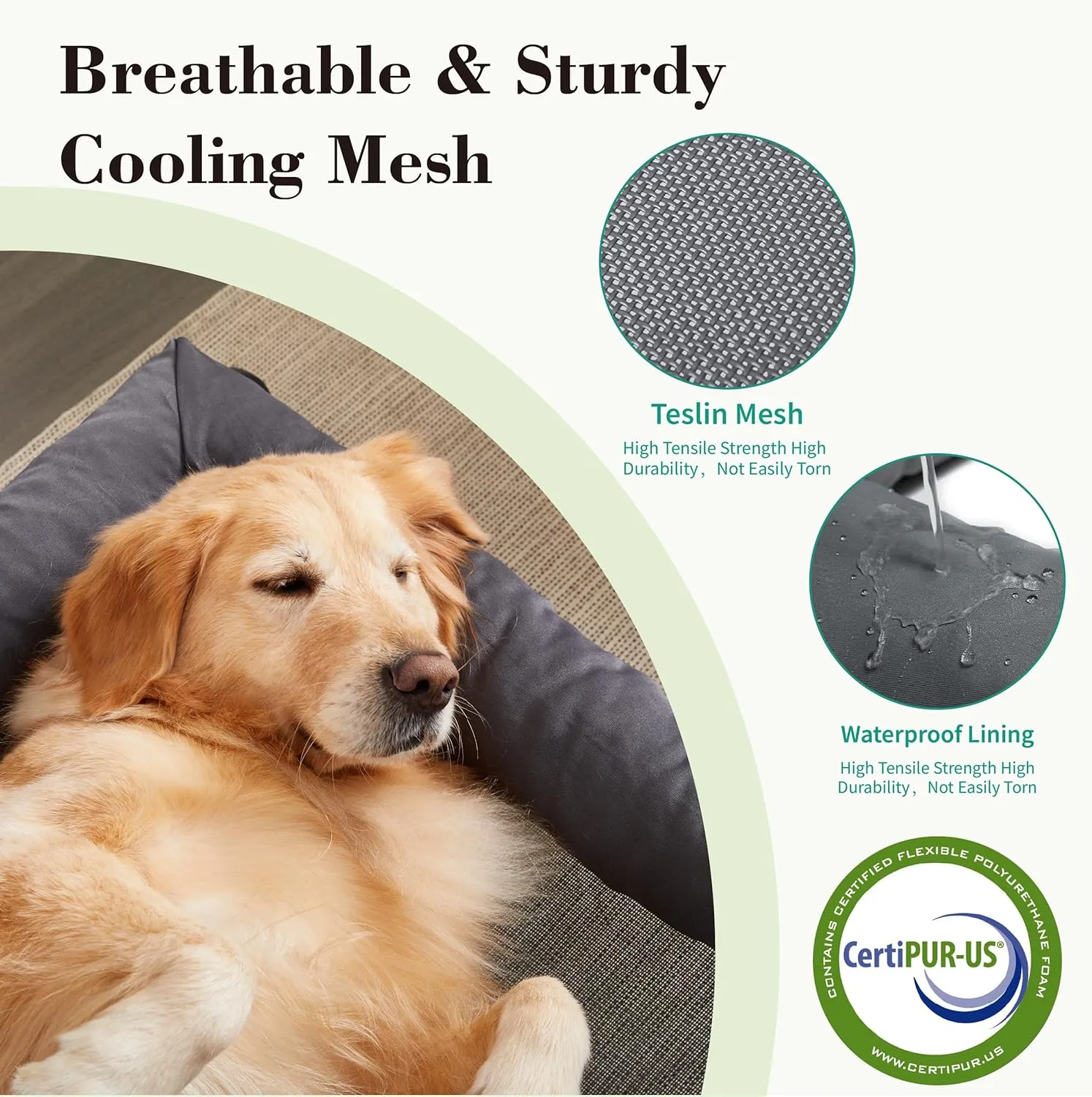 Cooling Elevated Dog Bed with Pillows,Portable Washable Raised Dog Cot Bed with Chew Proof Mesh and Metal Frame,No-Slip Rubber Feet for Indoor & Outdoor Use,XLarge,Deep Grey