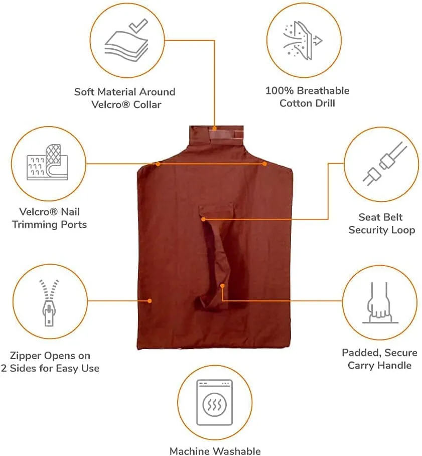 Cozy Comfort Carrier - Small Caramel Pet Carrier for Cat and Cat Restraint for Medication Administration, Nail Clipping, Travel, Vet Visits, and Dental Care