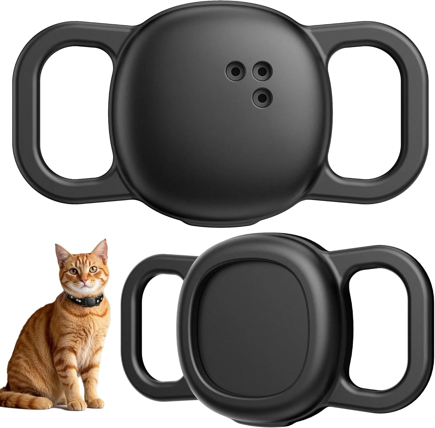 DDJ for Tile Life360 Sticker (2024) Tracker Cat Collar Case, 2-Pack Silicone Anti-Lost Protective Cover Tile Tracker Holder for Dog & Pet Collars, Ultra Durable, Easy Installation, Lightweight, Black