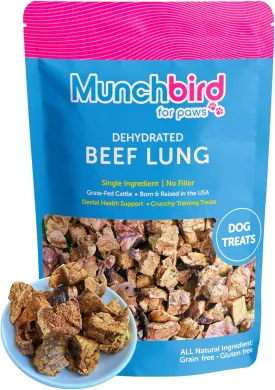 Dehydrated Beef Lung Dog Treats (Premium Angus Beef), Great for Training, Excellent Alternative to Freeze Dried Beef Liver for Maximum Crunch and Flavor, Made and Sourced in USA