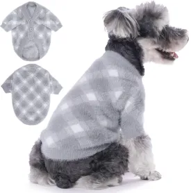 Deluxe Dog & Cat Winter Clothes - Thermal Knit Sweater & Jacket for Small Dogs Boy and Girl - Stretchy Pet Apparel, Puppy Outfits - Soft Warm Dog Coat (Silver Grey, Medium)