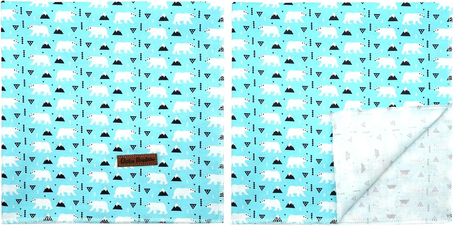 Dog Bandana - 1Pack Blue Bear Print Washable Dog Scarf Female or Male Square Dog Bib Kerchief Scarf Adjustable Pet Bandana for Small Medium Large Dogs