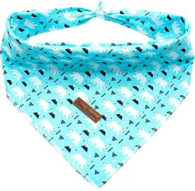 Dog Bandana - 1Pack Blue Bear Print Washable Dog Scarf Female or Male Square Dog Bib Kerchief Scarf Adjustable Pet Bandana for Small Medium Large Dogs