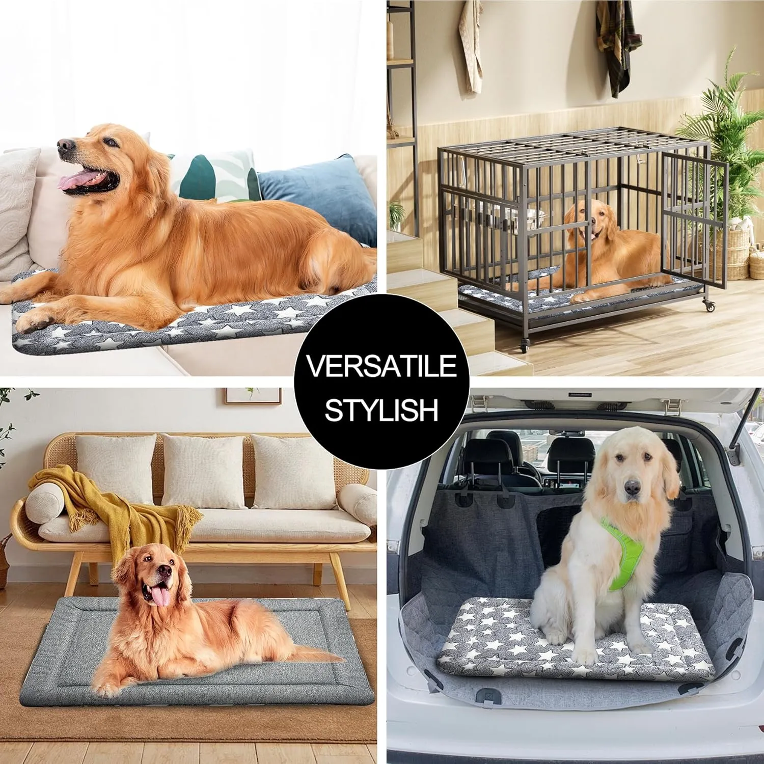 Dog Bed Mat, Reversible Crate Pads for Small/Medium/Large Dogs & Cats Sleeping, Portable & Soft, Dog Beds Crate Pad - Machine Washable Dog Mat Bed Kennel Mat Cat Bed L(35*23*1.5)