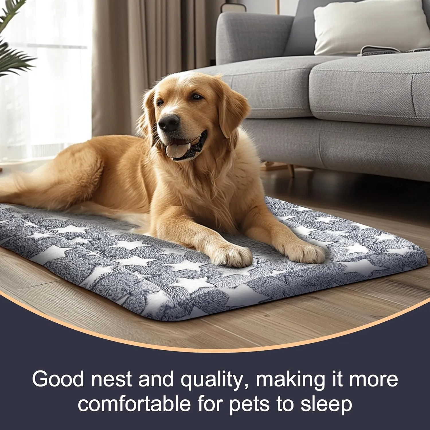 Dog Bed Mat, Reversible Crate Pads for Small/Medium/Large Dogs & Cats Sleeping, Portable & Soft, Dog Beds Crate Pad - Machine Washable Dog Mat Bed Kennel Mat Cat Bed L(35*23*1.5)