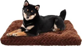 Dog Beds Crate Deluxe Washable Dog Bed for Medium/Large Dogs Dog Crate Mat 36 Inch Comfy Fluffy Kennel Pad Anti-Slip for Dogs Up to 70 lbs (Brown, Medium(36*23*4.7")